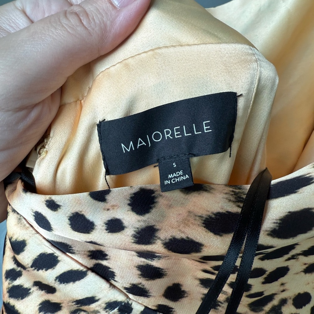 Majorelle Satin Halter Backless Wide Leg Jumpsuit S Leopard Cheetah Gold S - Picture 4 of 10
